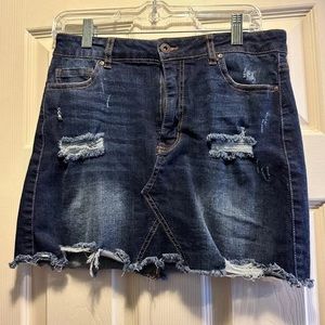 Distressed Jean Skirt